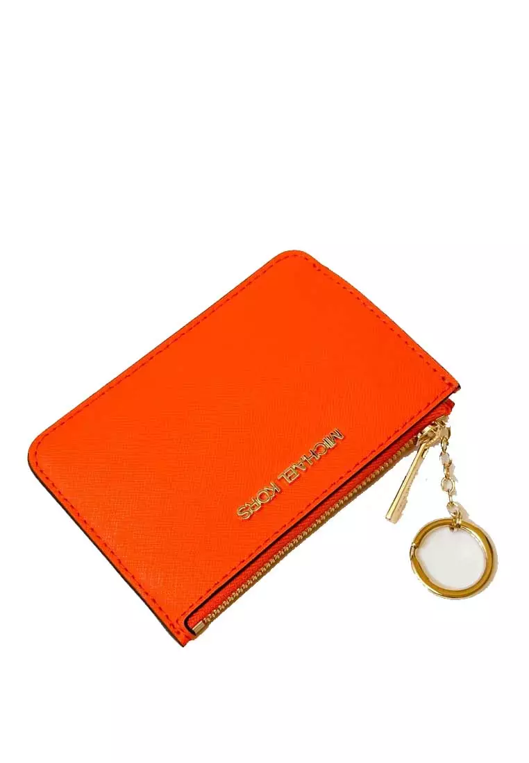 Michael Kors MK Jet Set Travel Double Zip Phone Wristlet Wallet Poppy MK  Signature/Gold Tone - Michael Kors wallet 