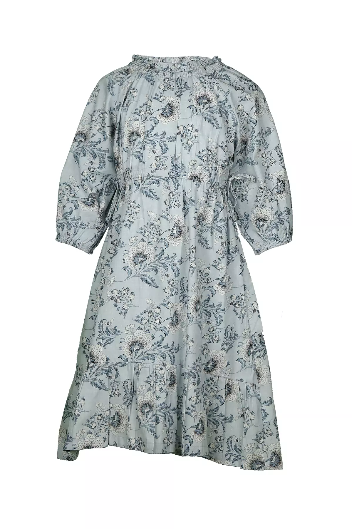 Pito Dito Girl Arezou Dress Anak Biru Motif Bunga Multicolor - Size 4