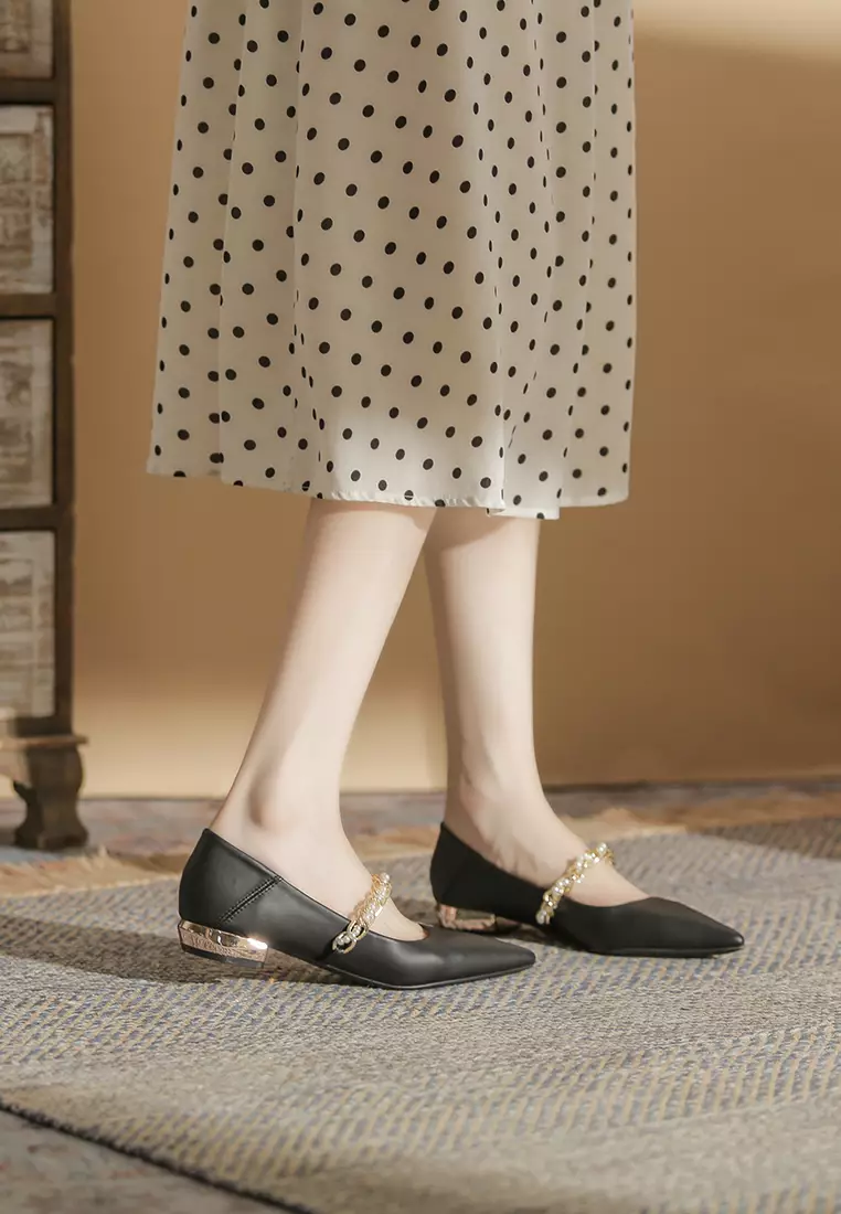 2.5CM Pearl Chain Strap Mary Jane Shoes IF2218