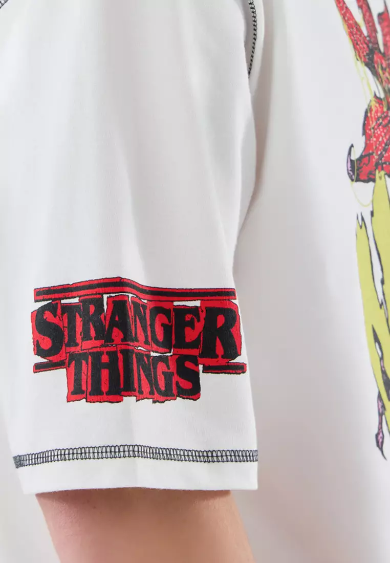 NE x Stranger Things White Oversized Short Sleeve T-Shirt