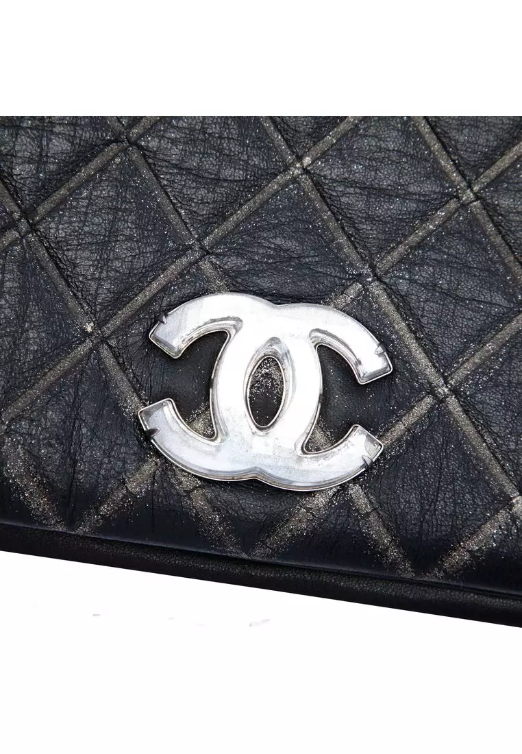 Pre-Loved Chanel Quilted Metallic Distressed Lambskin Cc Crystal Flap