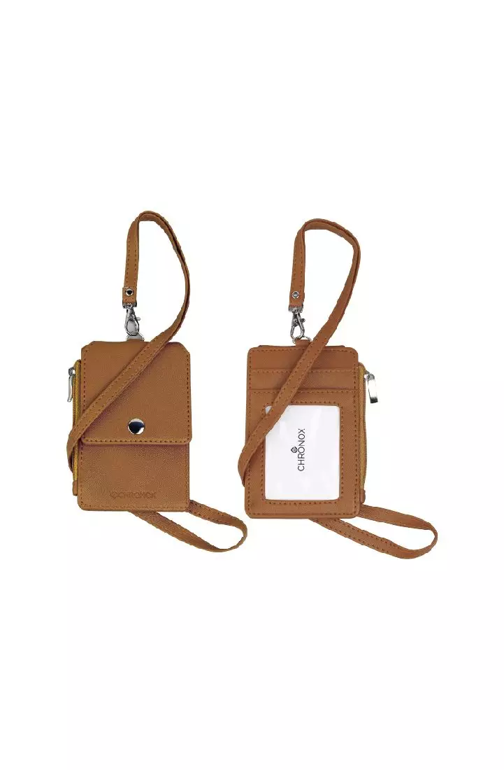 Jual CHRONOX CHRONOX ID Card Holder PRO With Lanyard Saffiano Coklat