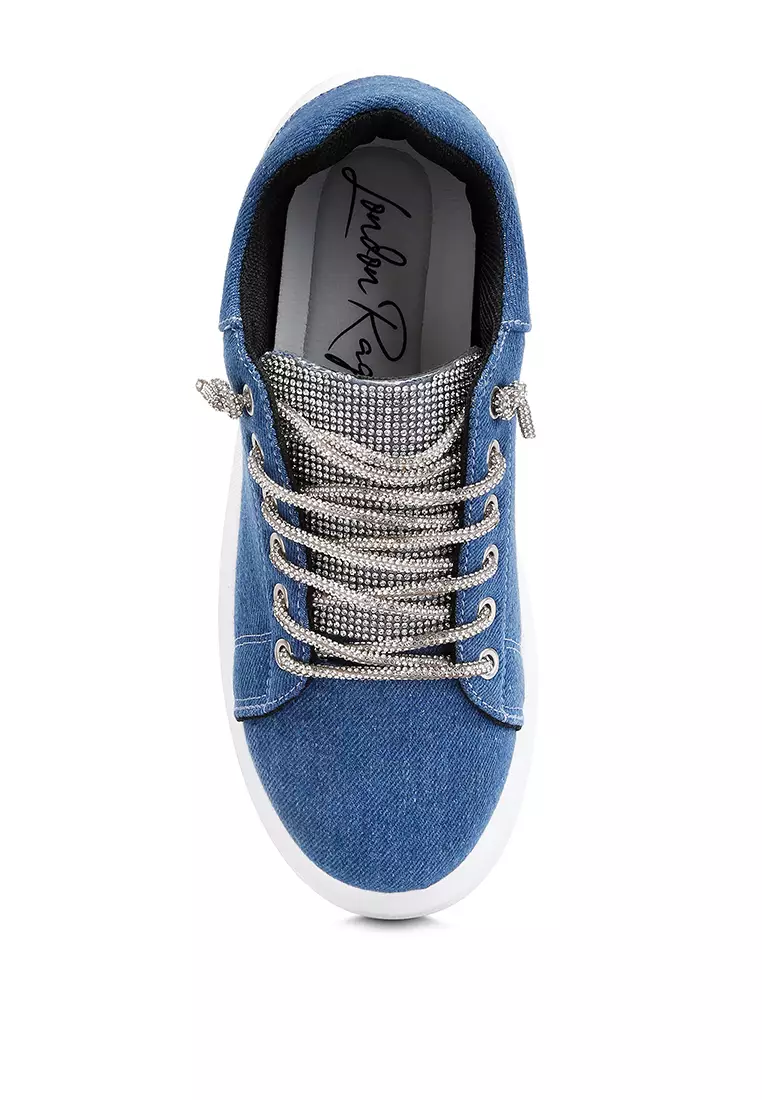 Denim Low Flatform Heel Sneakers