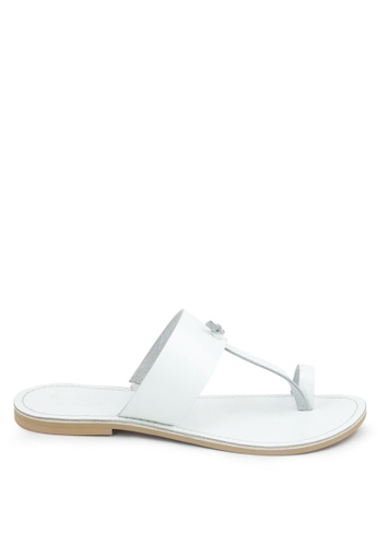 Rag & CO. white Leather Thong Flat Sandals 18396SH0B1D498GS_1