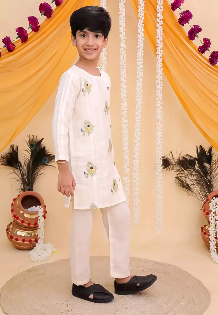 The Mom Store Mor Edit 男童刺绣长裙套装 - 米白色