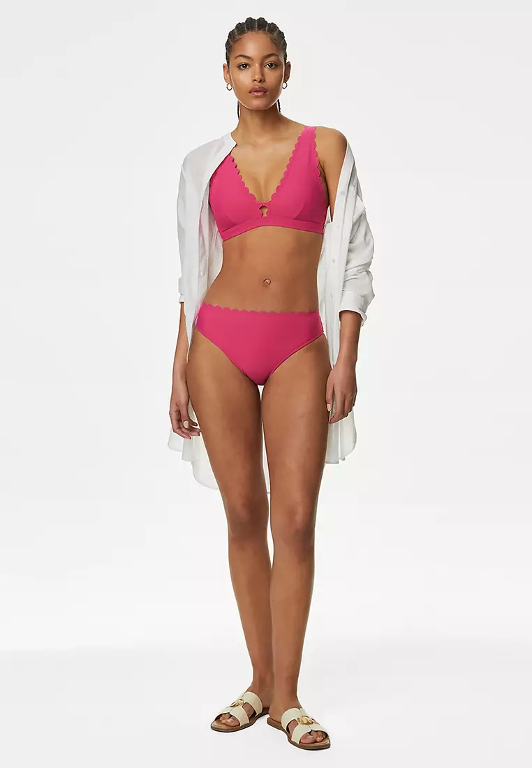 Neoprene Padded Scallop Plunge Bikini Top