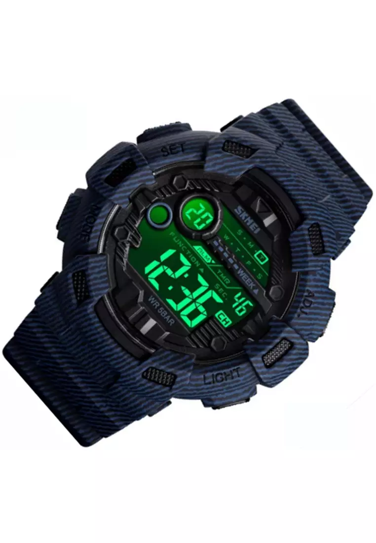 Jam Tangan Casual Digital Outdoor Waterproof Pria Many Function Strap Tali Material PU SS33 ORIGINAL