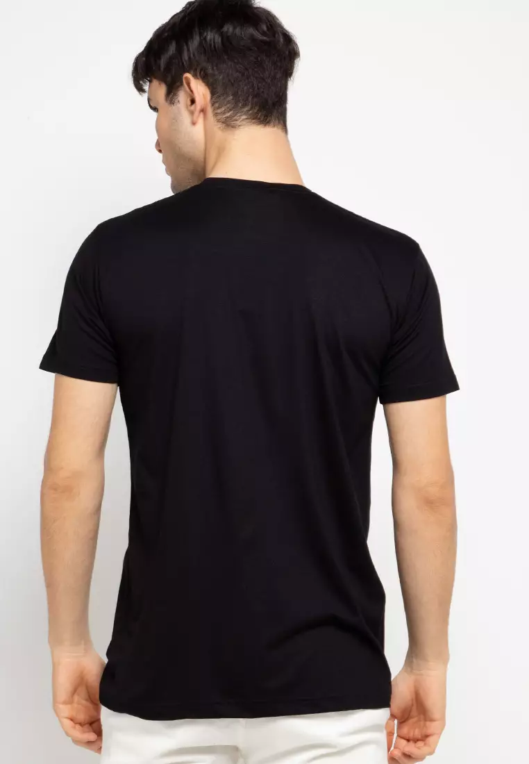 Nade NT314 Line Star Logo Hitam Kaos anti kusut Pria