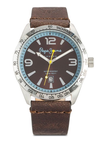 R2351esprit 台中119003 Joshua 計時皮革男錶, 錶類, 飾品配件