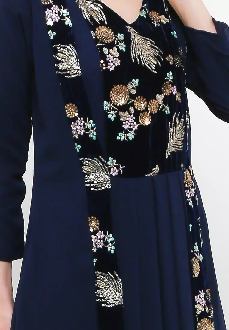 Chanira Festive Rafida Gamis-Navy