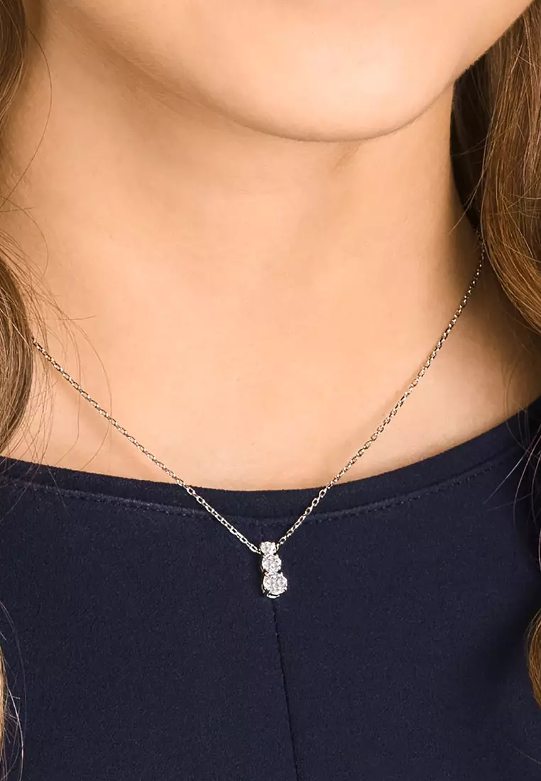 Swarovski attract round necklace white rhodium plating top