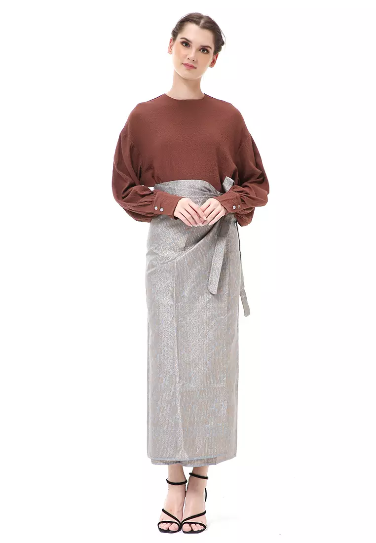 Olaf Rok Lilit Songket Batik Wanita Uniqe Design Material Viscose ORIGINAL - Silver