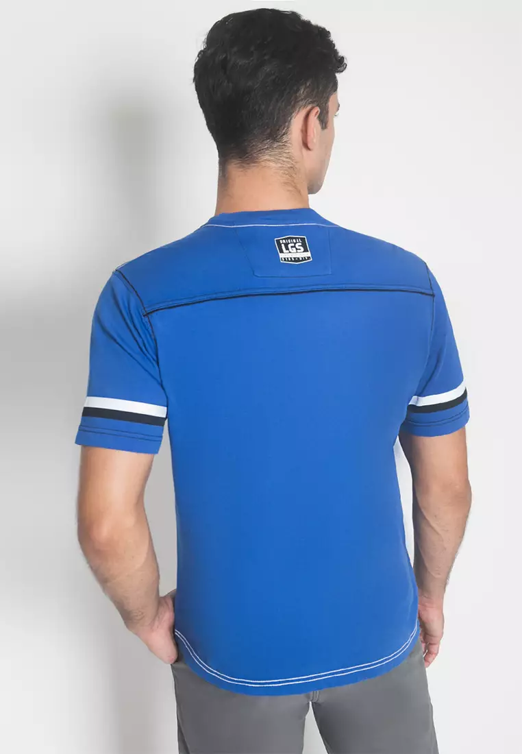 LGS - Kaos Casual - Kaos Pria - Logo - Biru - Slim Fit