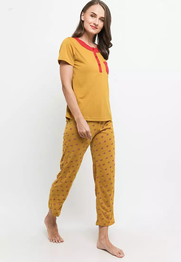 Pyjama Short Sleeve Long Pants Sleepwear