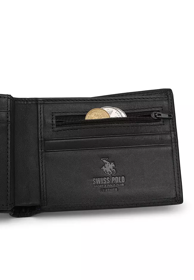 Men's Genuine Leather RFID Short Wallet - Black