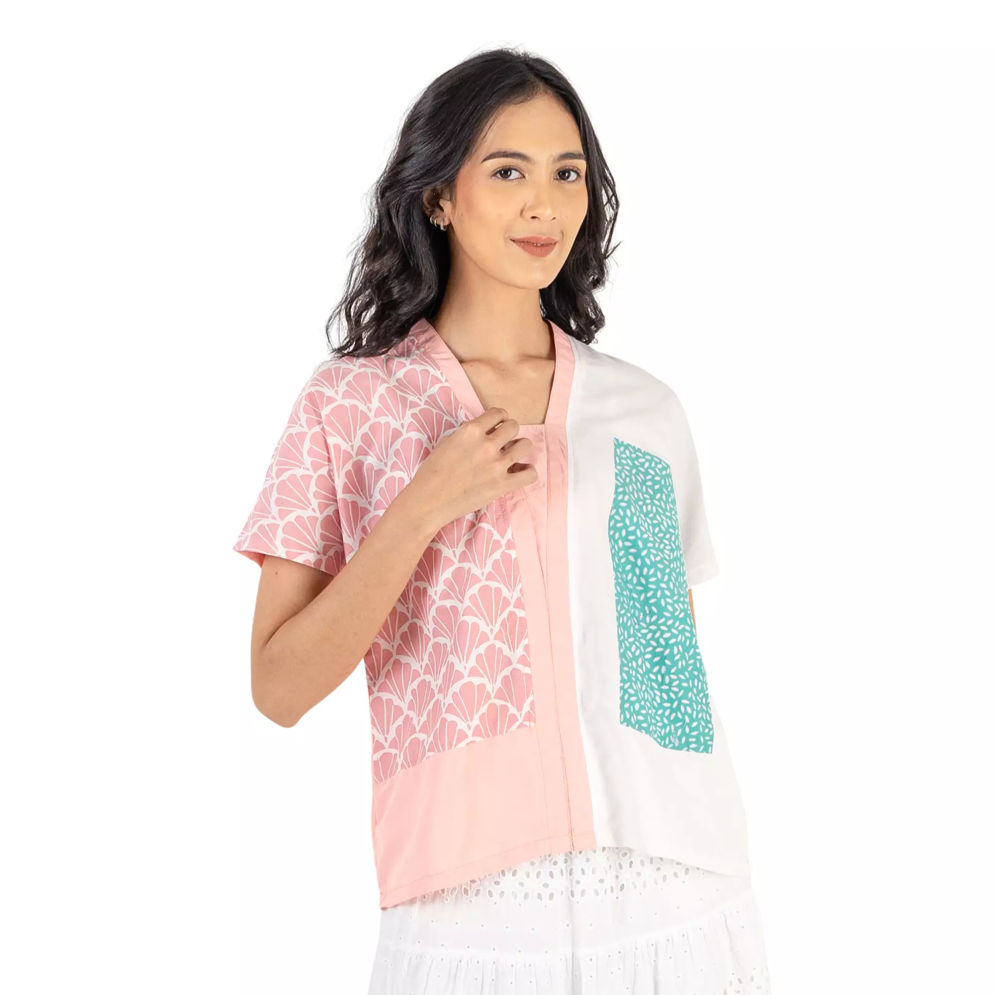 Blouse Batik Wanita - Bhatara Batik Ria - Atasan Batik Modern Lengan Pendek