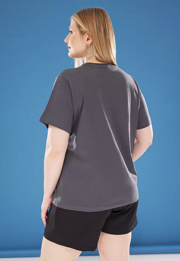 Ruffle Heart Detailed Boyfriend Fit T-Shirt