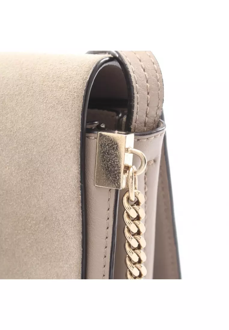 Pre-Loved Chloé Faye Shoulder bag leather suede Gray brown