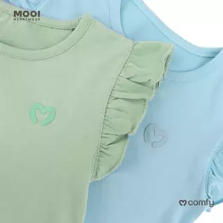 Mooi Atasan Anak Perempuan Comfy Girls Ruffle T-shirt - Red Clay