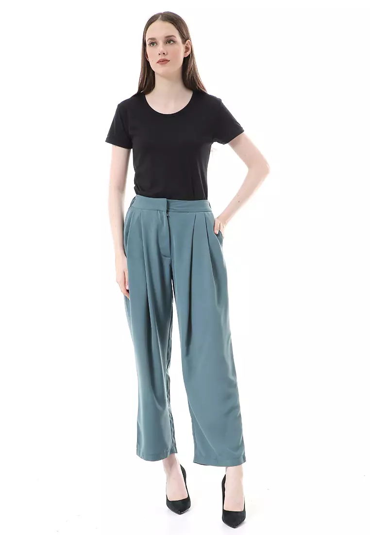 Dash Cullote Pants Bawahan Wanita High Quality - Teal Green