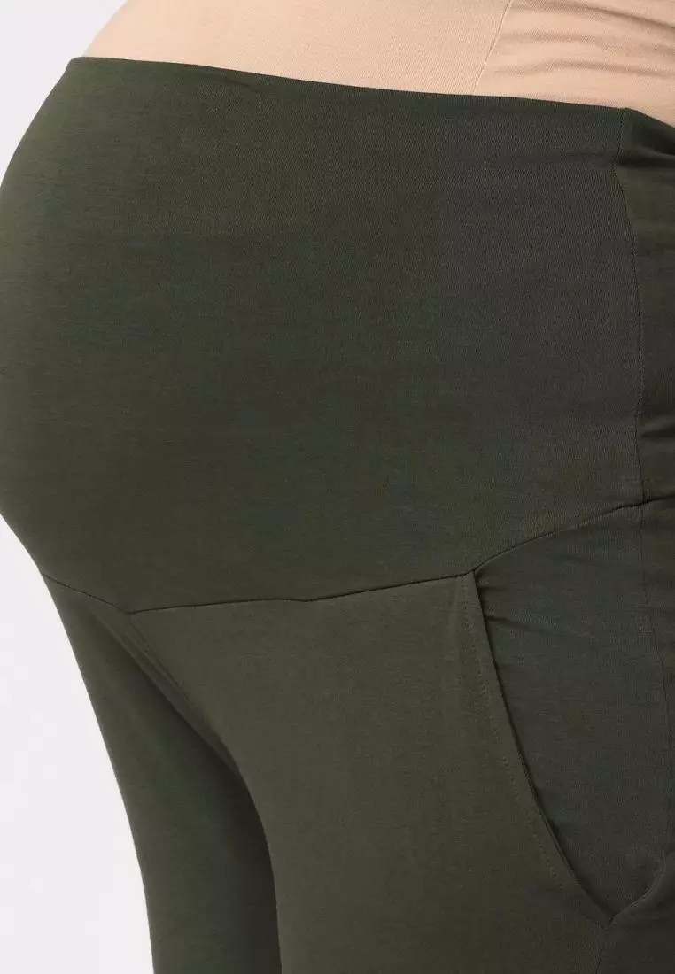 Comfy Maternity Trackpants - Olive