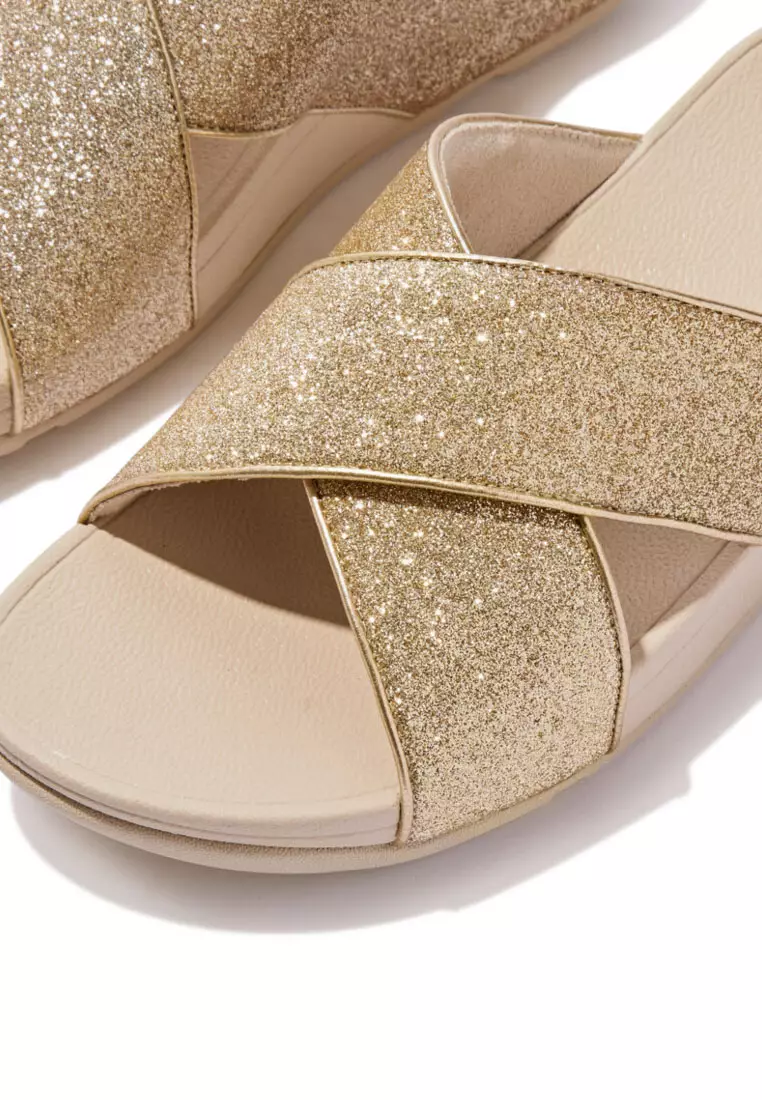 Buy FitFlop LULU Glitterdust Cross Slides - Platino (IK6-675) 2026