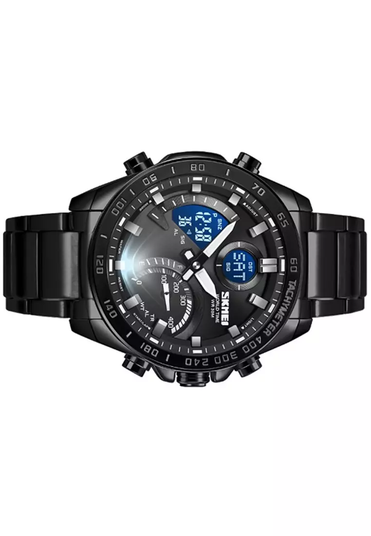 Jam Tangan Analog Digital Pria Waterproof Many Function Strap Tali Material Stainless Steel GN80 ORIGINAL