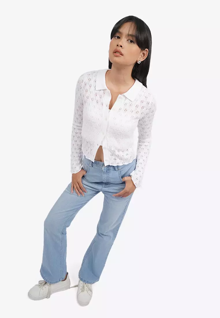 Textured Long Sleeve Stretch Top