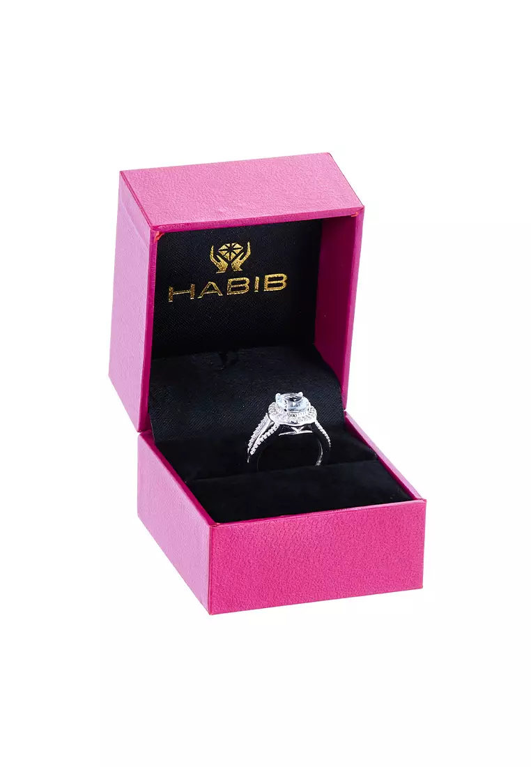 HABIB Aquamarine Cut and Diamond Ring in 375/9K White Gold 265990223(R)