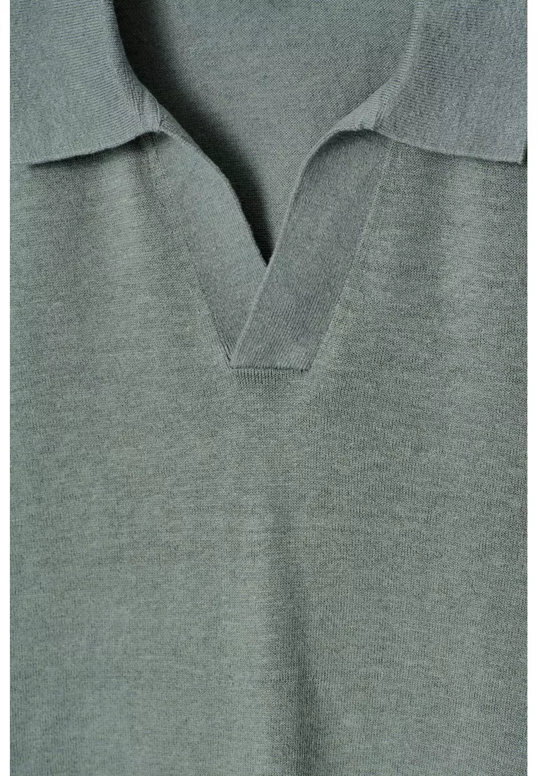KNITTED LINEN POLO SHIRT
