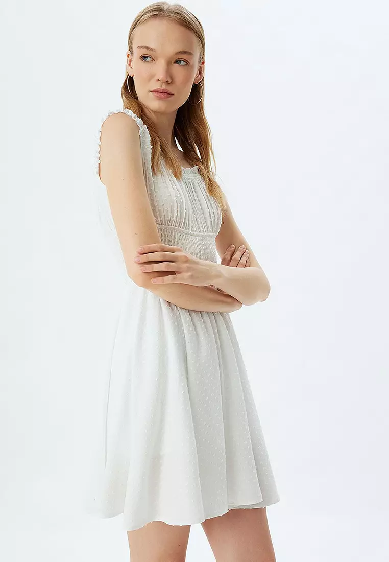 Koton Long Thin Strap Dress - Scalloped A Form Skirt