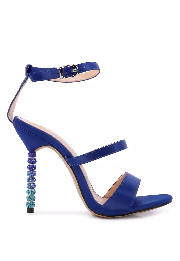 Discount on London Rag  shoes - SKU: Blue Rhinestone Ball Heel Satin Sandals