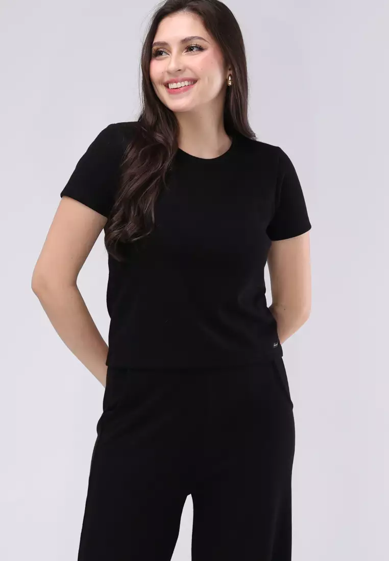 Waffle Riffle Knits Short Sleeves Top W/ Terno Pants