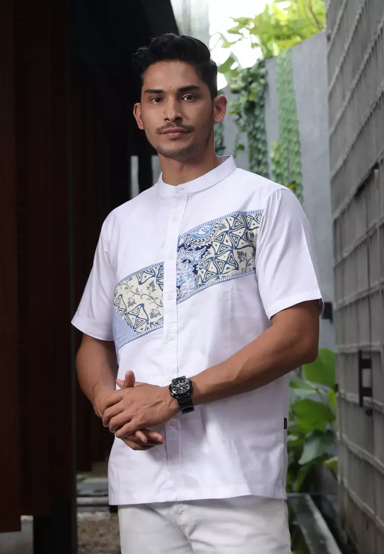 Hadinata Batik Koko Cap Pendek Arman White