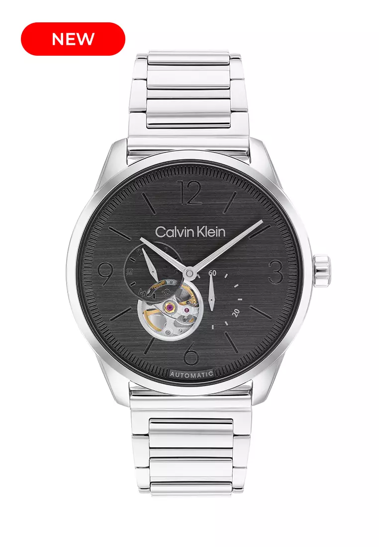 Men s Stainless Steel Bracelet and Grey Dial Mech Automatic Watch CK25200387