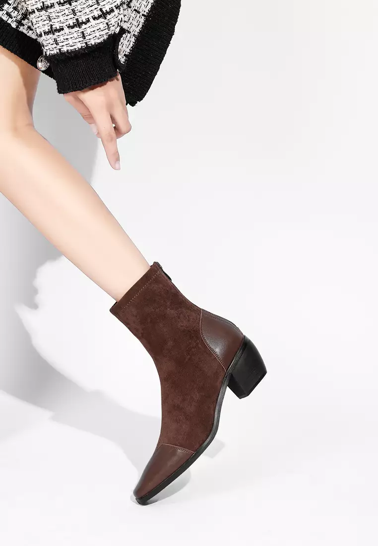Suede Fabric Stitched Chelsea Boots TE8159-7