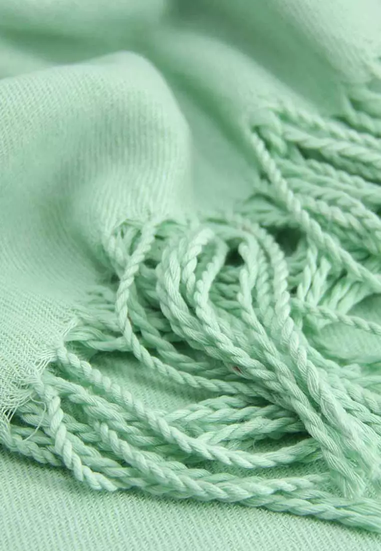 Aksesoris Wanita Plain Viscose Shawl Pashmina Syal Wanita Mint Green