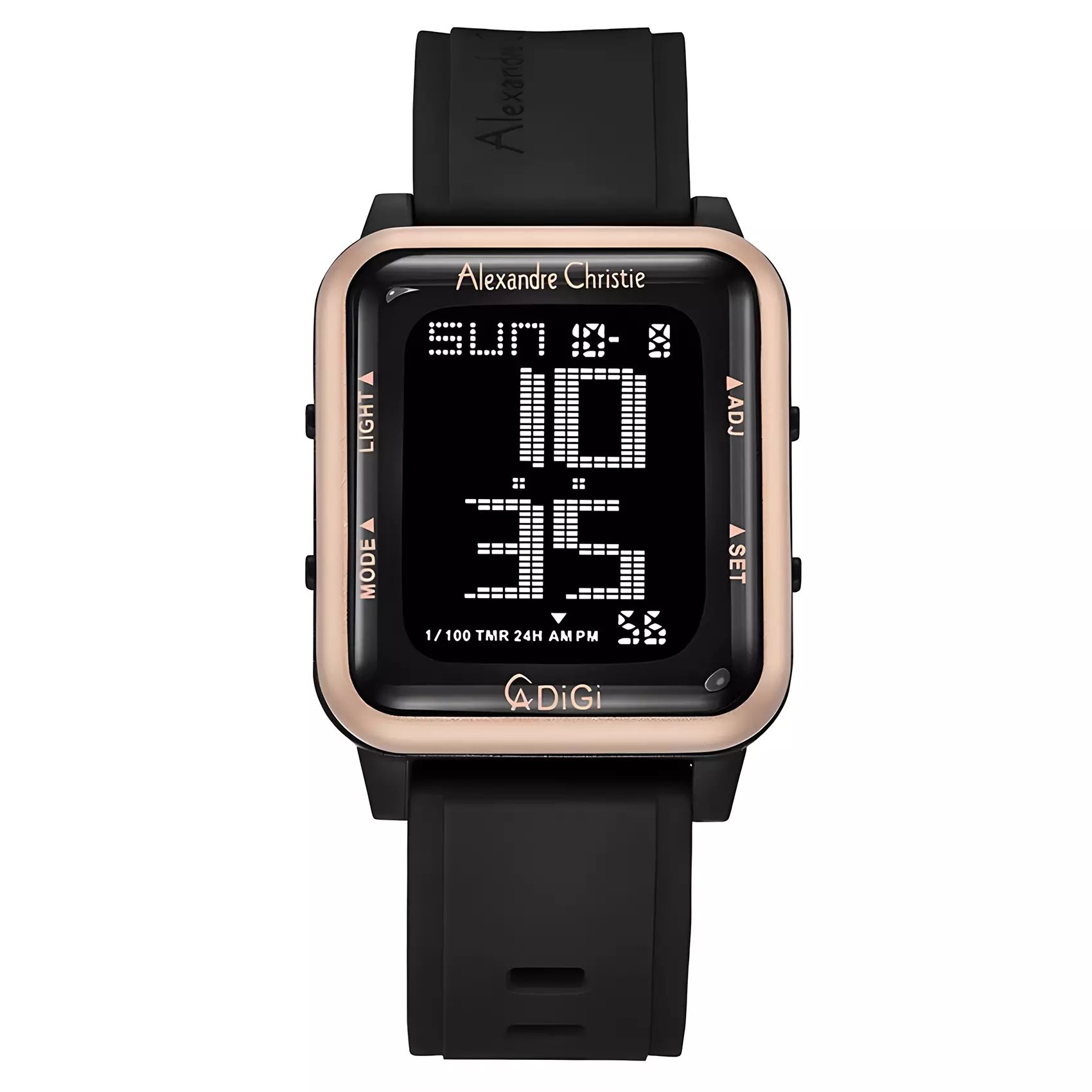 Alexandre Christie DiGi - Jam Tangan Digital Pria - Black Dial - Black Rubber Strap - 9344 MHRIPBA