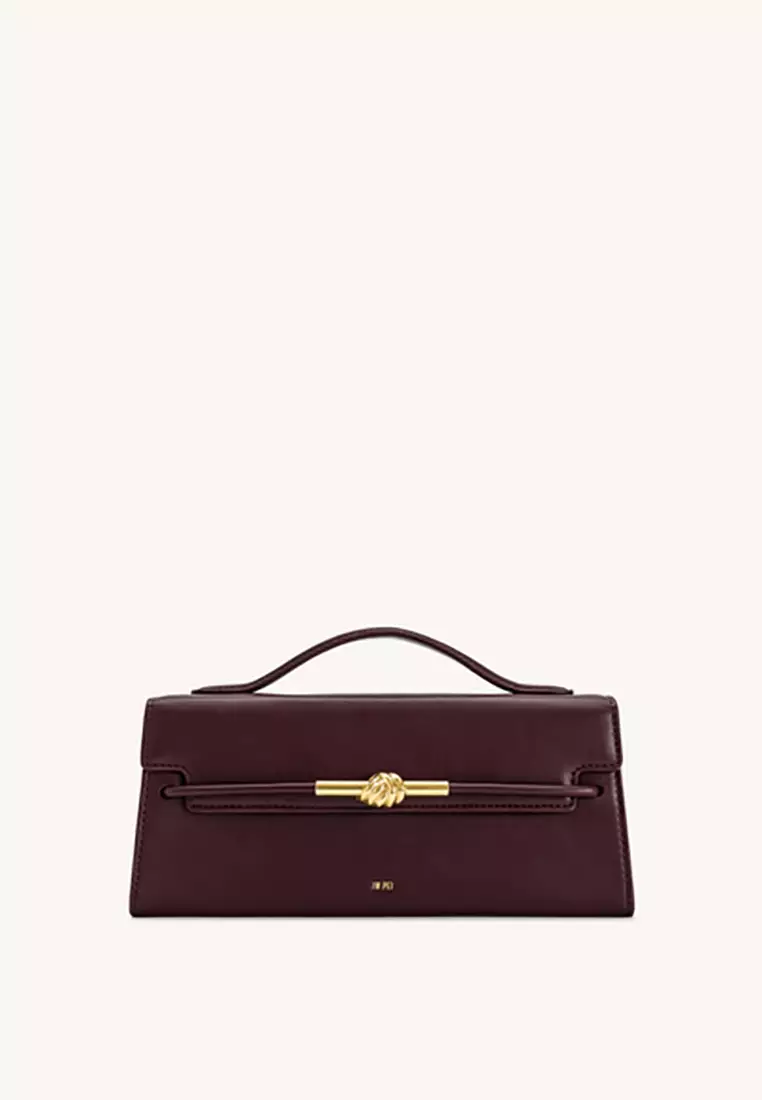 Lena Metal Rope Knot Top Handle Bag - Deep Claret