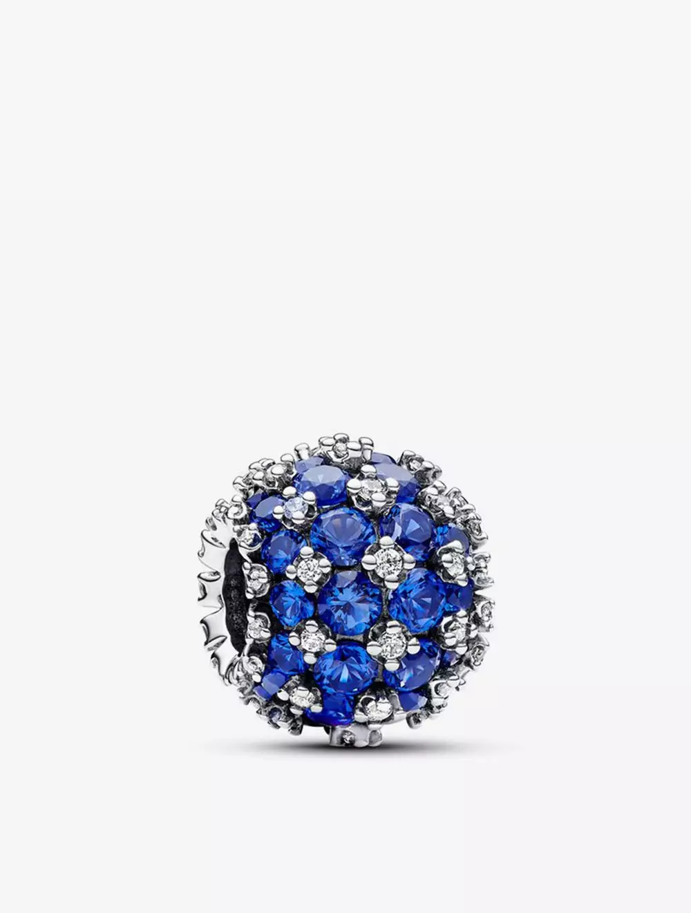 Sterling silver charm with princess blue crystal and clear cubic zirconia
