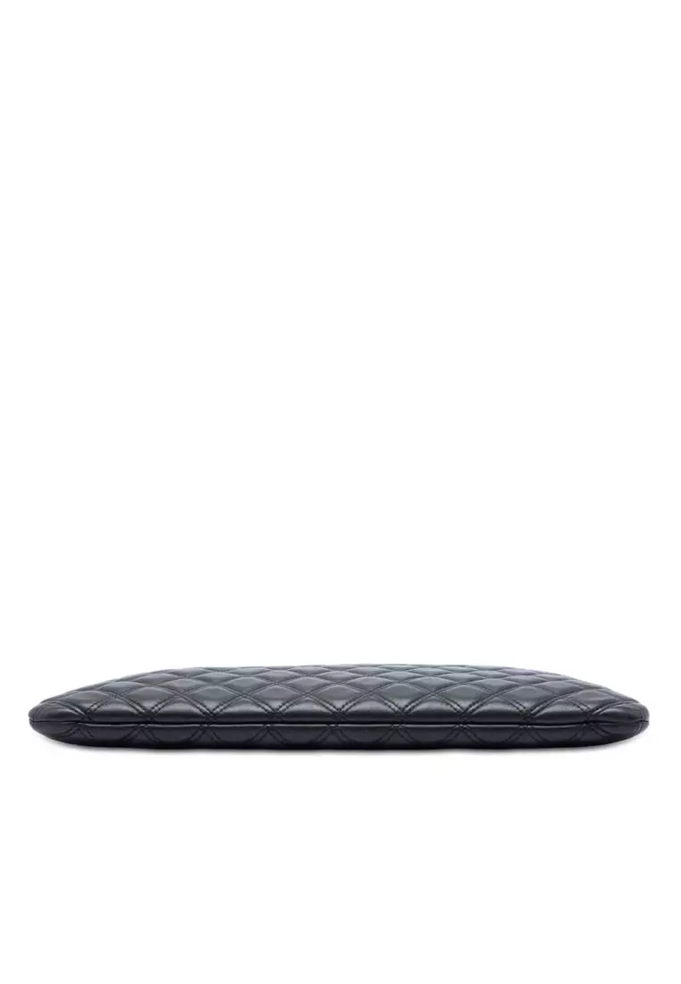 Pre-Loved Chanel Large Quilted Lambskin Double Stitch O Case Clutch