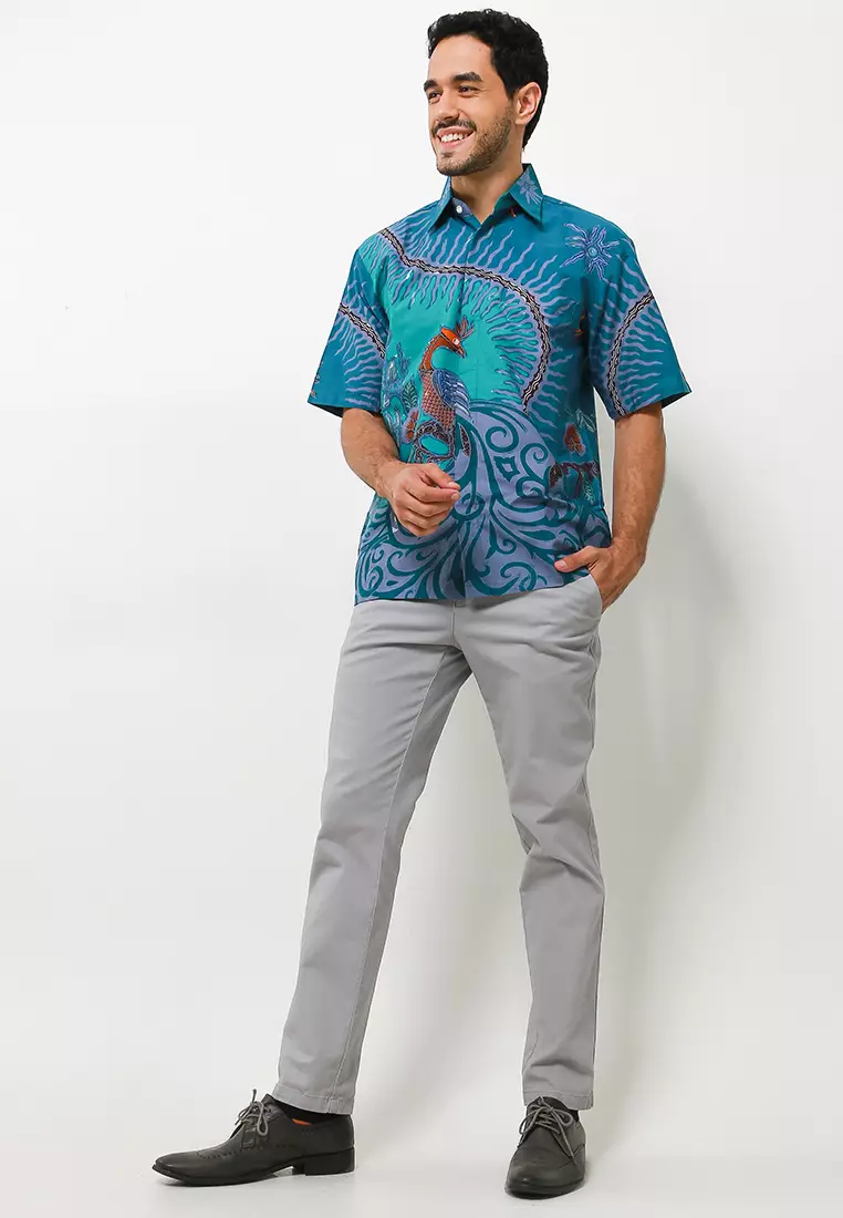 Pranadipa Kemeja Batik Tulis Premium Pria Casual Modern Lengan Pendek