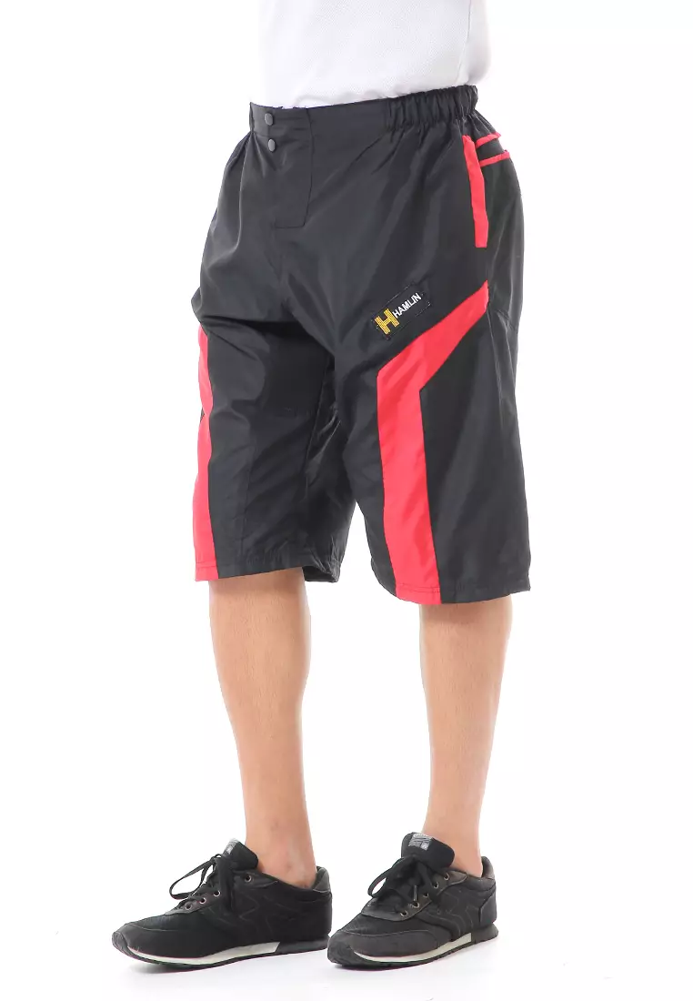 Grissham Celana Pendek Pria Short Pants Kasual Motif List Material Parasut ORIGINAL - Black