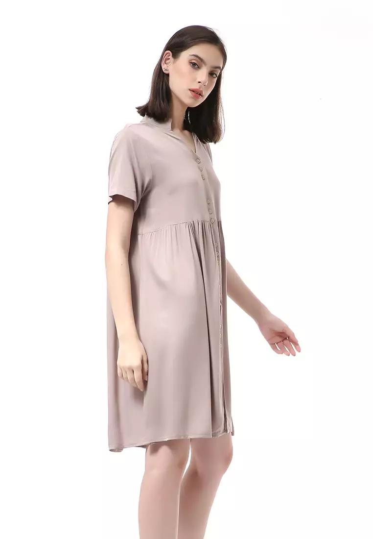 Rachel Dress Wanita Lengan Pendek Full Kancing Stylish Material Cotton ORIGINAL - Milo