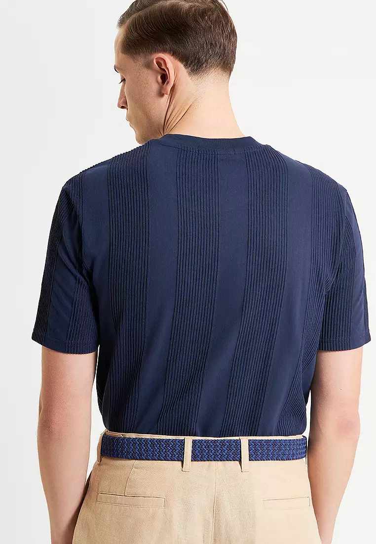 Textured Vertical Stripe Tee