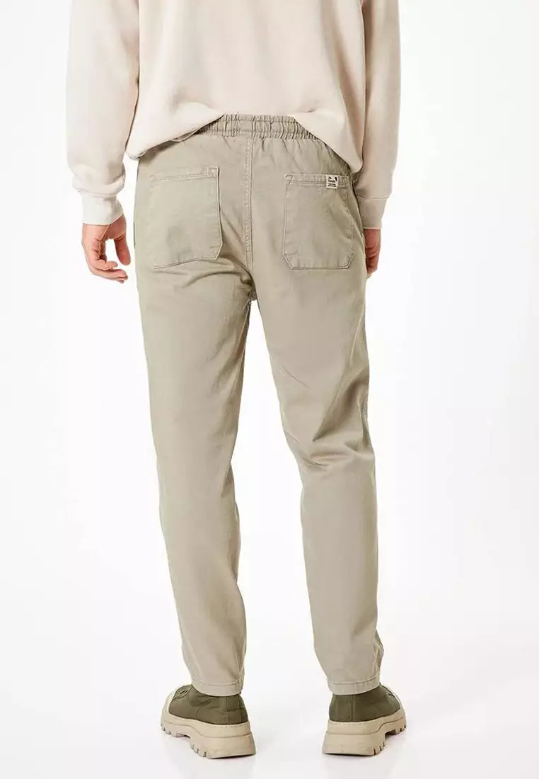 Gabardine Trousers With Lace Waist Pocket Detail Cotton