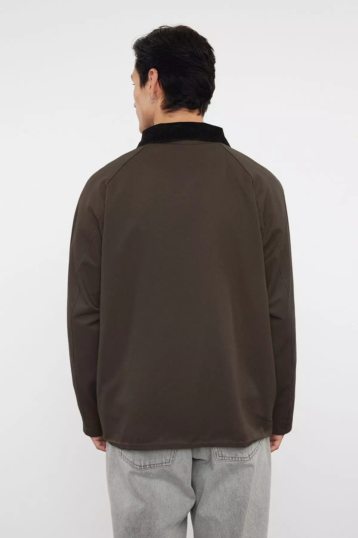 Brown Regular Fit Velvet Collar Detailed Unisex Seasonal Coat Tmnaw25Mo00017