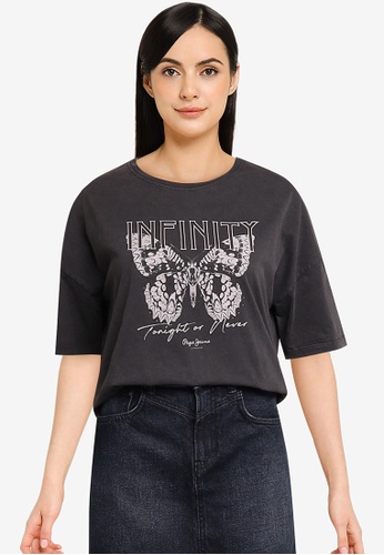Pepe Jeans grey Dharma Butterfly Print T-Shirt 6D605AA22B4DAFGS_1