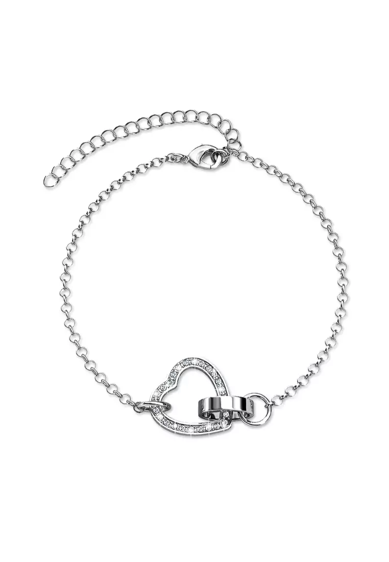 Buy Krystal Couture White Gold Interlocking Heart and Ring Necklace ...