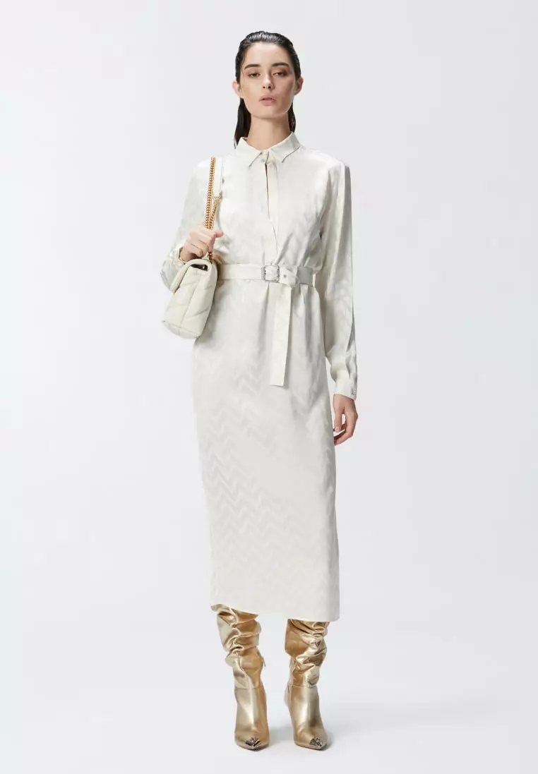 strapless open back dress Pinko Printed V neck Dress- PI  Shhopex